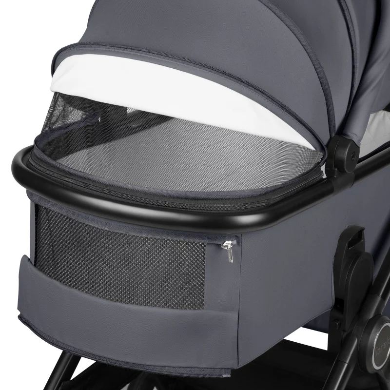 Carucior 2 in 1, Lionelo, Layla, Pana la 22 kg, Cadru aluminiu, Cu landou intarit si salteluta din spuma AirDots, Reversibil, Cu ventilatie 3D, Cu accesorii, EN1888-1, EN1888-2, EN1466, Gri