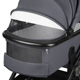 Carucior 2 in 1, Lionelo, Layla, Pana la 22 kg, Cadru aluminiu, Cu landou intarit si salteluta din spuma AirDots, Reversibil, Cu ventilatie 3D, Cu accesorii, EN1888-1, EN1888-2, EN1466, Gri