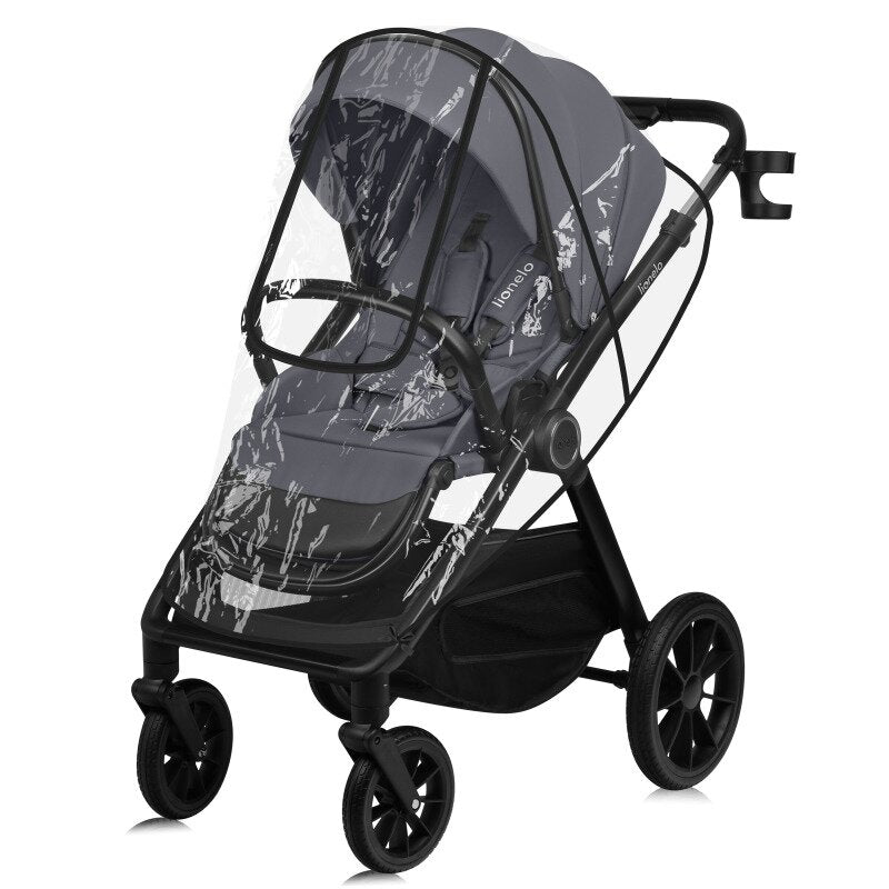 Carucior 2 in 1, Lionelo, Layla, Pana la 22 kg, Cadru aluminiu, Cu landou intarit si salteluta din spuma AirDots, Reversibil, Cu ventilatie 3D, Cu accesorii, EN1888-1, EN1888-2, EN1466, Gri