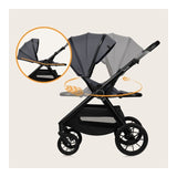 Carucior 2 in 1, Lionelo, Layla, Pana la 22 kg, Cadru aluminiu, Cu landou intarit si salteluta din spuma AirDots, Reversibil, Cu ventilatie 3D, Cu accesorii, EN1888-1, EN1888-2, EN1466, Gri
