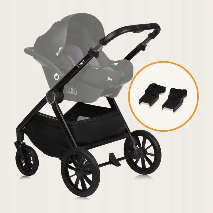 Carucior 2 in 1, Lionelo, Layla, Pana la 22 kg, Cadru aluminiu, Cu landou intarit si salteluta din spuma AirDots, Reversibil, Cu ventilatie 3D, Cu accesorii, EN1888-1, EN1888-2, EN1466, Gri