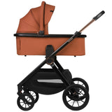 Carucior 2 in 1, Lionelo, Layla, Pana la 22 kg, Cadru aluminiu, Cu landou intarit si salteluta din spuma AirDots, Reversibil, Cu ventilatie 3D, Cu accesorii, EN1888-1, EN1888-2, EN1466, Maro
