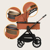 Carucior 2 in 1, Lionelo, Layla, Pana la 22 kg, Cadru aluminiu, Cu landou intarit si salteluta din spuma AirDots, Reversibil, Cu ventilatie 3D, Cu accesorii, EN1888-1, EN1888-2, EN1466, Maro