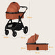 Carucior 2 in 1, Lionelo, Layla, Pana la 22 kg, Cadru aluminiu, Cu landou intarit si salteluta din spuma AirDots, Reversibil, Cu ventilatie 3D, Cu accesorii, EN1888-1, EN1888-2, EN1466, Maro