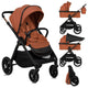 Carucior 2 in 1, Lionelo, Layla, Pana la 22 kg, Cadru aluminiu, Cu landou intarit si salteluta din spuma AirDots, Reversibil, Cu ventilatie 3D, Cu accesorii, EN1888-1, EN1888-2, EN1466, Maro