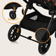 Carucior 2 in 1, Lionelo, Layla, Pana la 22 kg, Cadru aluminiu, Cu landou intarit si salteluta din spuma AirDots, Reversibil, Cu ventilatie 3D, Cu accesorii, EN1888-1, EN1888-2, EN1466, Maro