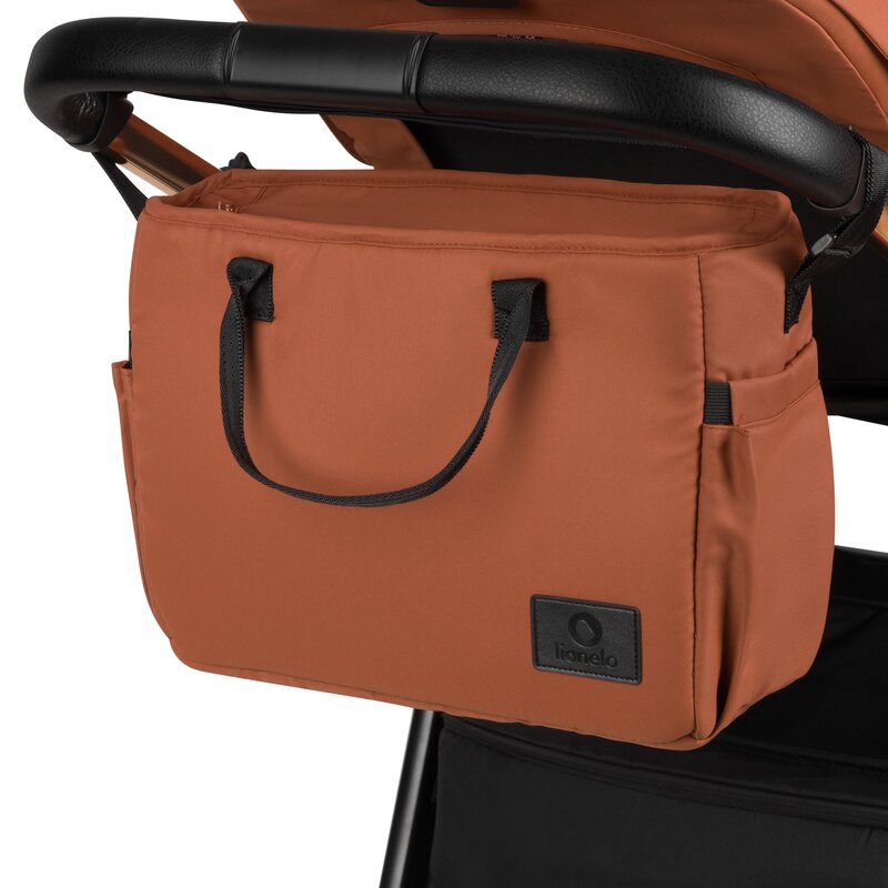 Carucior 2 in 1, Lionelo, Layla, Pana la 22 kg, Cadru aluminiu, Cu landou intarit si salteluta din spuma AirDots, Reversibil, Cu ventilatie 3D, Cu accesorii, EN1888-1, EN1888-2, EN1466, Maro - gogobaby.ro