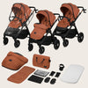 Carucior 2 in 1, Lionelo, Layla, Pana la 22 kg, Cadru aluminiu, Cu landou intarit si salteluta din spuma AirDots, Reversibil, Cu ventilatie 3D, Cu accesorii, EN1888-1, EN1888-2, EN1466, Maro