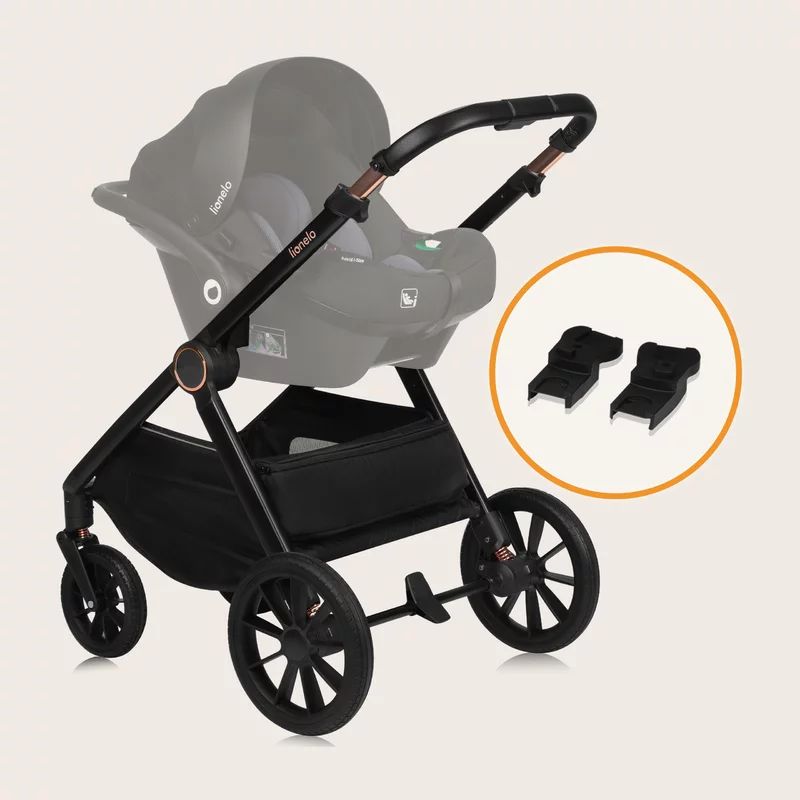 Carucior 2 in 1, Lionelo, Layla, Pana la 22 kg, Cadru aluminiu, Cu landou intarit si salteluta din spuma AirDots, Reversibil, Cu ventilatie 3D, Cu accesorii, EN1888-1, EN1888-2, EN1466, Maro