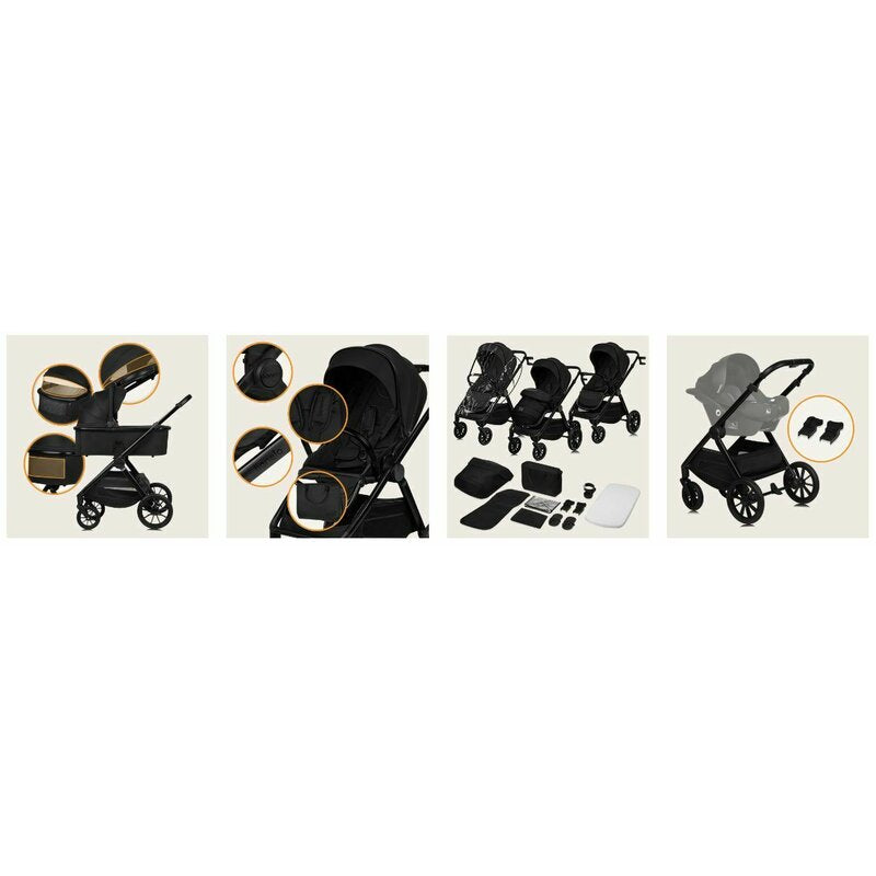 Carucior 2 in 1, Lionelo, Layla, Pana la 22 kg, Cadru aluminiu, Cu landou intarit si salteluta din spuma AirDots, Reversibil, Cu ventilatie 3D, Cu accesorii, EN1888-1, EN1888-2, EN1466, Maro - gogobaby.ro