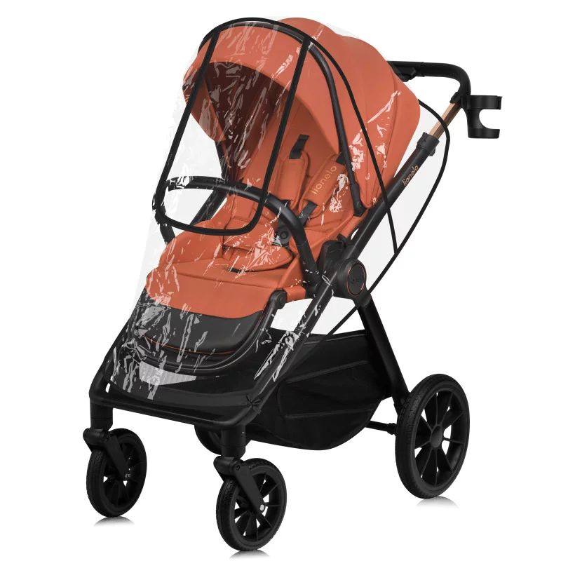 Carucior 2 in 1, Lionelo, Layla, Pana la 22 kg, Cadru aluminiu, Cu landou intarit si salteluta din spuma AirDots, Reversibil, Cu ventilatie 3D, Cu accesorii, EN1888-1, EN1888-2, EN1466, Maro