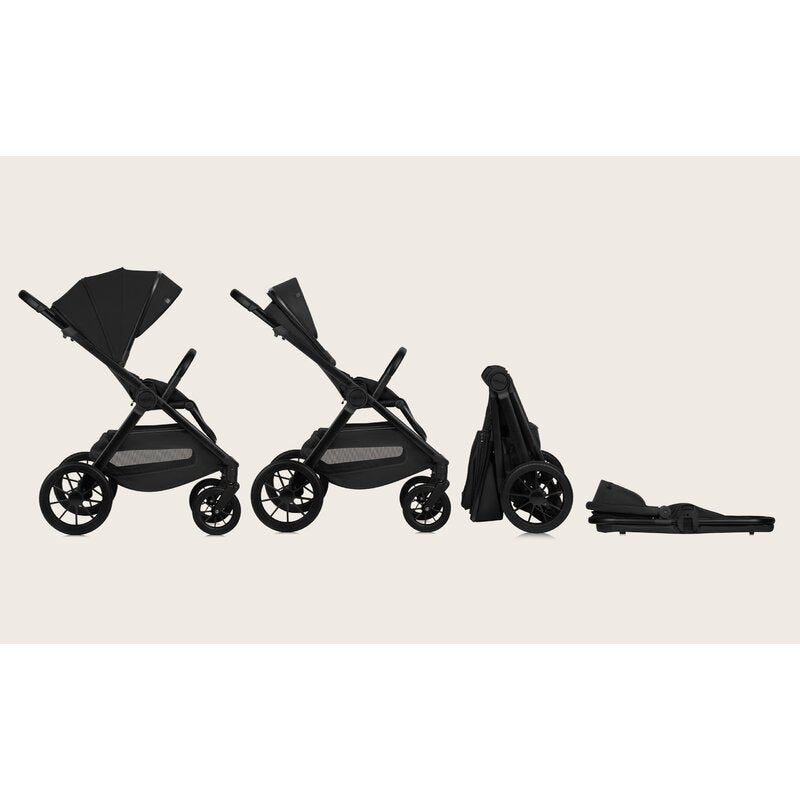 Carucior 2 in 1, Lionelo, Layla, Pana la 22 kg, Cadru aluminiu, Cu landou intarit si salteluta din spuma AirDots, Reversibil, Cu ventilatie 3D, Cu accesorii, EN1888-1, EN1888-2, EN1466, Negru - gogobaby.ro