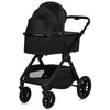Carucior 2 in 1, Lionelo, Layla, Pana la 22 kg, Cadru aluminiu, Cu landou intarit si salteluta din spuma AirDots, Reversibil, Cu ventilatie 3D, Cu accesorii, EN1888-1, EN1888-2, EN1466, Negru