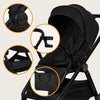 Carucior 2 in 1, Lionelo, Layla, Pana la 22 kg, Cadru aluminiu, Cu landou intarit si salteluta din spuma AirDots, Reversibil, Cu ventilatie 3D, Cu accesorii, EN1888-1, EN1888-2, EN1466, Negru