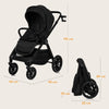 Carucior 2 in 1, Lionelo, Layla, Pana la 22 kg, Cadru aluminiu, Cu landou intarit si salteluta din spuma AirDots, Reversibil, Cu ventilatie 3D, Cu accesorii, EN1888-1, EN1888-2, EN1466, Negru