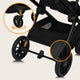 Carucior 2 in 1, Lionelo, Layla, Pana la 22 kg, Cadru aluminiu, Cu landou intarit si salteluta din spuma AirDots, Reversibil, Cu ventilatie 3D, Cu accesorii, EN1888-1, EN1888-2, EN1466, Negru