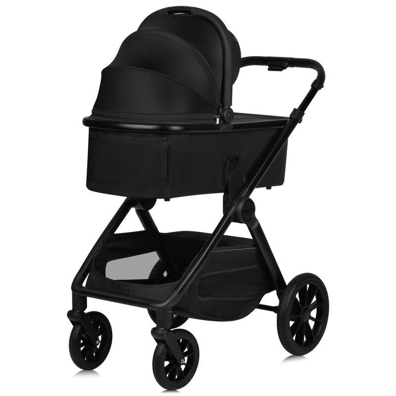 Carucior 2 in 1, Lionelo, Layla, Pana la 22 kg, Cadru aluminiu, Cu landou intarit si salteluta din spuma AirDots, Reversibil, Cu ventilatie 3D, Cu accesorii, EN1888-1, EN1888-2, EN1466, Negru - gogobaby.ro