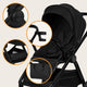 Carucior 2 in 1, Lionelo, Layla, Pana la 22 kg, Cadru aluminiu, Cu landou intarit si salteluta din spuma AirDots, Reversibil, Cu ventilatie 3D, Cu accesorii, EN1888-1, EN1888-2, EN1466, Negru