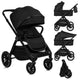 Carucior 2 in 1, Lionelo, Layla, Pana la 22 kg, Cadru aluminiu, Cu landou intarit si salteluta din spuma AirDots, Reversibil, Cu ventilatie 3D, Cu accesorii, EN1888-1, EN1888-2, EN1466, Negru