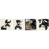 Carucior 2 in 1, Lionelo, Layla, Pana la 22 kg, Cadru aluminiu, Cu landou intarit si salteluta din spuma AirDots, Reversibil, Cu ventilatie 3D, Cu accesorii, EN1888-1, EN1888-2, EN1466, Negru
