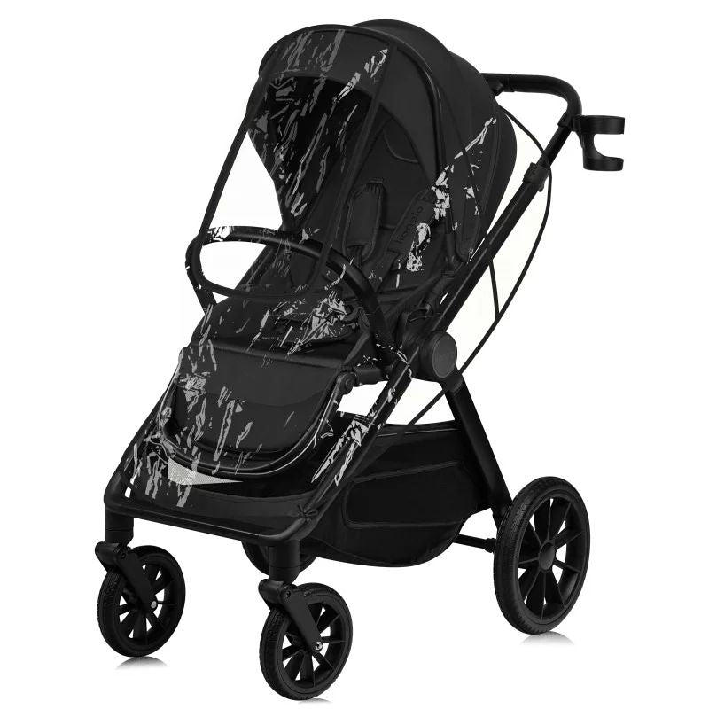 Carucior 2 in 1, Lionelo, Layla, Pana la 22 kg, Cadru aluminiu, Cu landou intarit si salteluta din spuma AirDots, Reversibil, Cu ventilatie 3D, Cu accesorii, EN1888-1, EN1888-2, EN1466, Negru