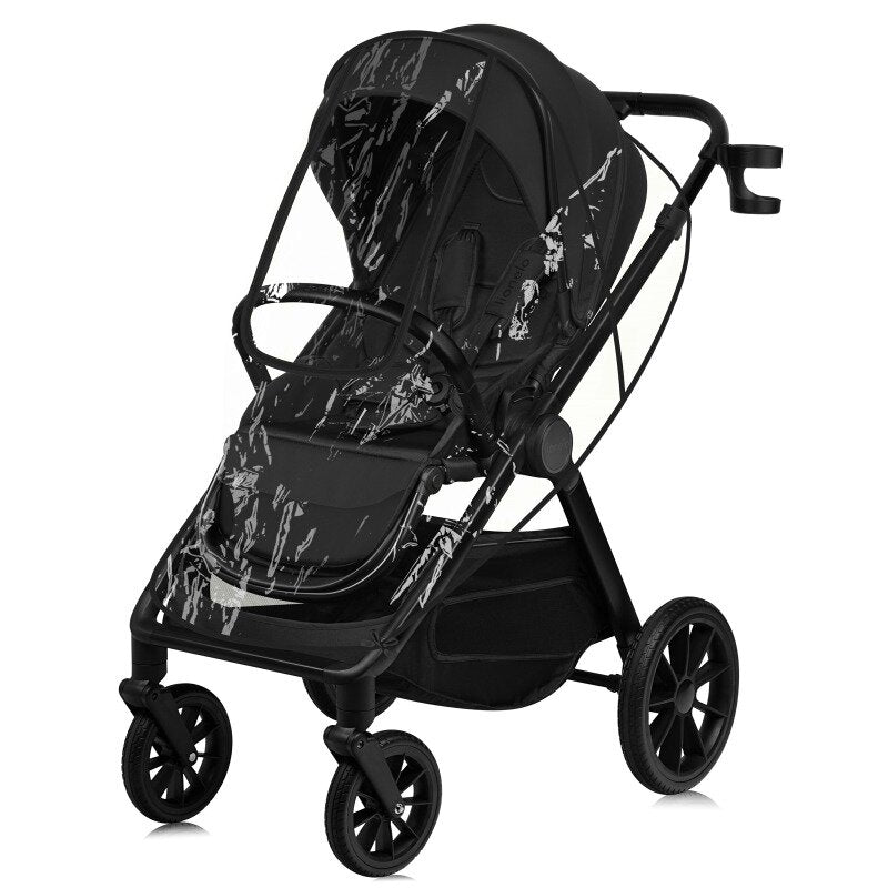 Carucior 2 in 1, Lionelo, Layla, Pana la 22 kg, Cadru aluminiu, Cu landou intarit si salteluta din spuma AirDots, Reversibil, Cu ventilatie 3D, Cu accesorii, EN1888-1, EN1888-2, EN1466, Negru - gogobaby.ro