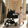 Carucior 2 in 1, Lionelo, Layla, Pana la 22 kg, Cadru aluminiu, Cu landou intarit si salteluta din spuma AirDots, Reversibil, Cu ventilatie 3D, Cu accesorii, EN1888-1, EN1888-2, EN1466, Negru
