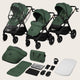 Carucior 2 in 1, Lionelo, Layla, Pana la 22 kg, Cadru aluminiu, Cu landou intarit si salteluta din spuma AirDots, Reversibil, Cu ventilatie 3D, Cu accesorii, EN1888-1, EN1888-2, EN1466, Verde
