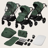 Carucior 2 in 1, Lionelo, Layla, Pana la 22 kg, Cadru aluminiu, Cu landou intarit si salteluta din spuma AirDots, Reversibil, Cu ventilatie 3D, Cu accesorii, EN1888-1, EN1888-2, EN1466, Verde