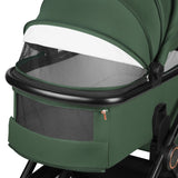 Carucior 2 in 1, Lionelo, Layla, Pana la 22 kg, Cadru aluminiu, Cu landou intarit si salteluta din spuma AirDots, Reversibil, Cu ventilatie 3D, Cu accesorii, EN1888-1, EN1888-2, EN1466, Verde