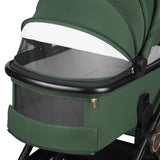Carucior 2 in 1, Lionelo, Layla, Pana la 22 kg, Cadru aluminiu, Cu landou intarit si salteluta din spuma AirDots, Reversibil, Cu ventilatie 3D, Cu accesorii, EN1888-1, EN1888-2, EN1466, Verde