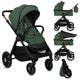 Carucior 2 in 1, Lionelo, Layla, Pana la 22 kg, Cadru aluminiu, Cu landou intarit si salteluta din spuma AirDots, Reversibil, Cu ventilatie 3D, Cu accesorii, EN1888-1, EN1888-2, EN1466, Verde