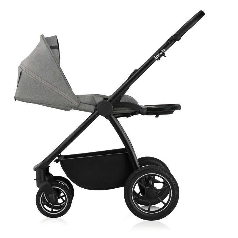 Carucior 2 in 1, Lionelo, Meril, Cu landou si scaun cu dimensiune XL, Reversibil, Cu sistem de ventilatie 3D, Cu accesorii, Pana la 22 kg, Conform cu EN1888-1 EN1888-2, EN1466, Gri