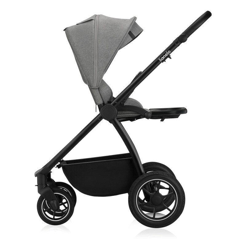 Carucior 2 in 1, Lionelo, Meril, Cu landou si scaun cu dimensiune XL, Reversibil, Cu sistem de ventilatie 3D, Cu accesorii, Pana la 22 kg, Conform cu EN1888-1 EN1888-2, EN1466, Gri