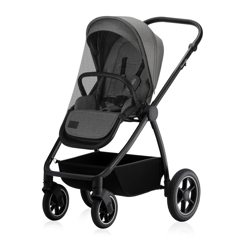 Carucior 2 in 1, Lionelo, Meril, Cu landou si scaun cu dimensiune XL, Reversibil, Cu sistem de ventilatie 3D, Cu accesorii, Pana la 22 kg, Conform cu EN1888-1 EN1888-2, EN1466, Gri