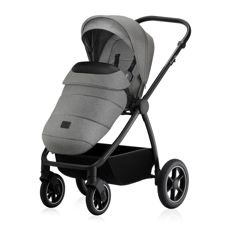 Carucior 2 in 1, Lionelo, Meril, Cu landou si scaun cu dimensiune XL, Reversibil, Cu sistem de ventilatie 3D, Cu accesorii, Pana la 22 kg, Conform cu EN1888-1 EN1888-2, EN1466, Gri