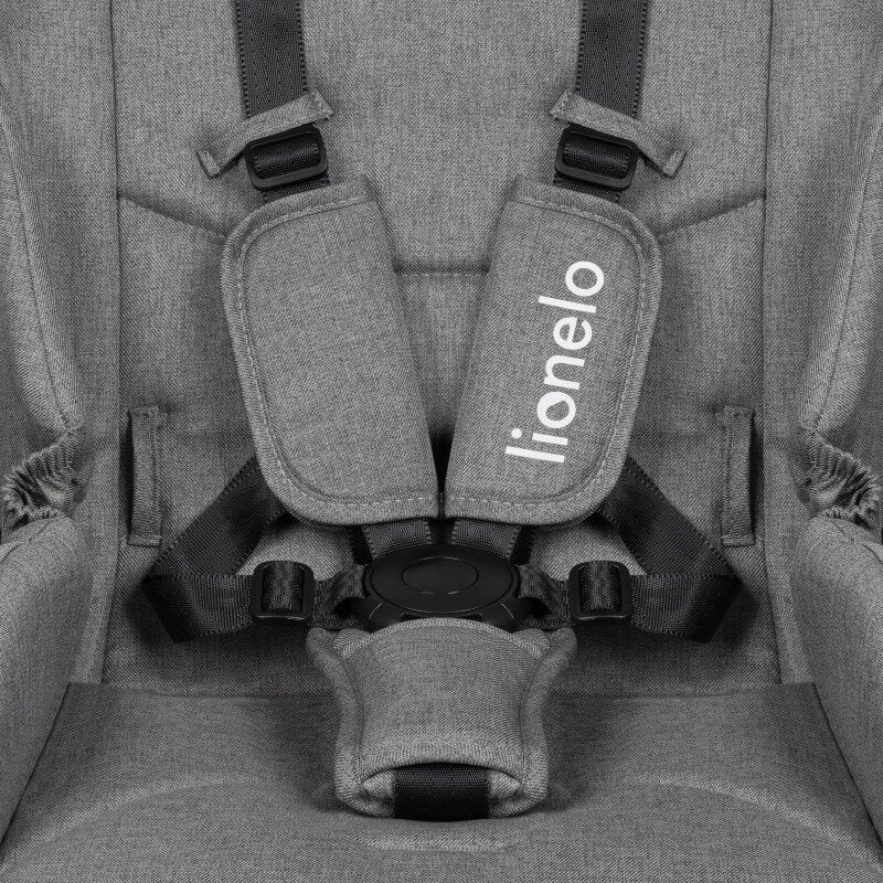 Carucior 2 in 1, Lionelo, Meril, Cu landou si scaun cu dimensiune XL, Reversibil, Cu sistem de ventilatie 3D, Cu accesorii, Pana la 22 kg, Conform cu EN1888-1 EN1888-2, EN1466, Gri