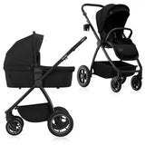 Carucior 2 in 1, Lionelo, Meril, Cu landou si scaun cu dimensiune XL, Reversibil, Cu sistem de ventilatie 3D, Cu accesorii, Pana la 22 kg, Conform cu EN1888-1 EN1888-2, EN1466, Negru