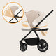 Carucior 2 in 1, Lionelo, Meril, Cu landou si scaun cu dimensiune XL, Reversibil, Cu sistem de ventilatie 3D, Cu accesorii, Pana la 22 kg, De la nastere, Conform cu EN1888-1 EN1888-2, EN1466, Bej
