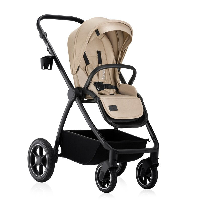 Carucior 2 in 1, Lionelo, Meril, Cu landou si scaun cu dimensiune XL, Reversibil, Cu sistem de ventilatie 3D, Cu accesorii, Pana la 22 kg, De la nastere, Conform cu EN1888-1 EN1888-2, EN1466, Bej
