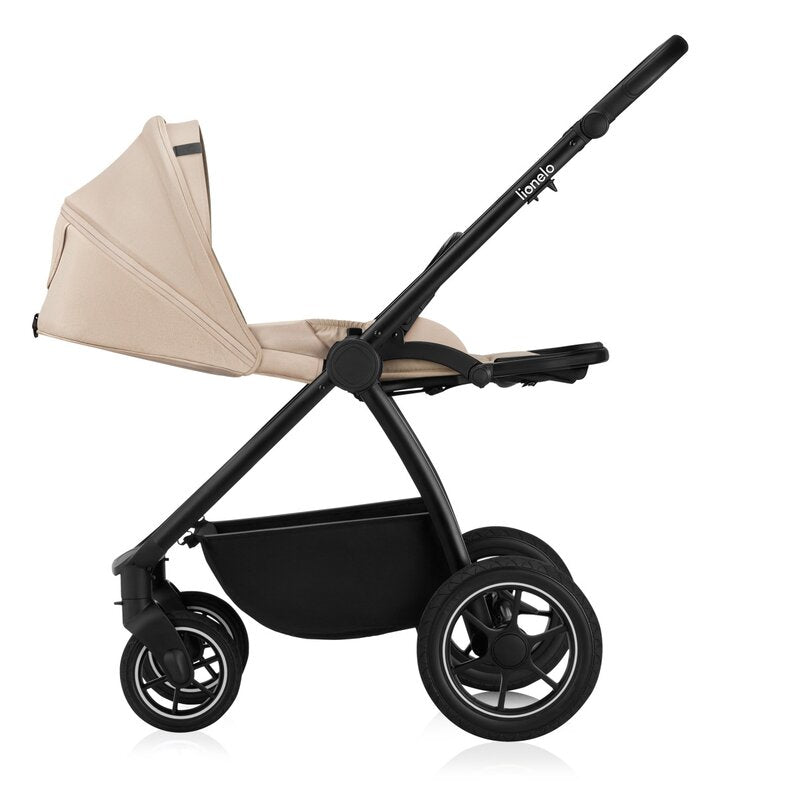 Carucior 2 in 1, Lionelo, Meril, Cu landou si scaun cu dimensiune XL, Reversibil, Cu sistem de ventilatie 3D, Cu accesorii, Pana la 22 kg, De la nastere, Conform cu EN1888-1 EN1888-2, EN1466, Bej