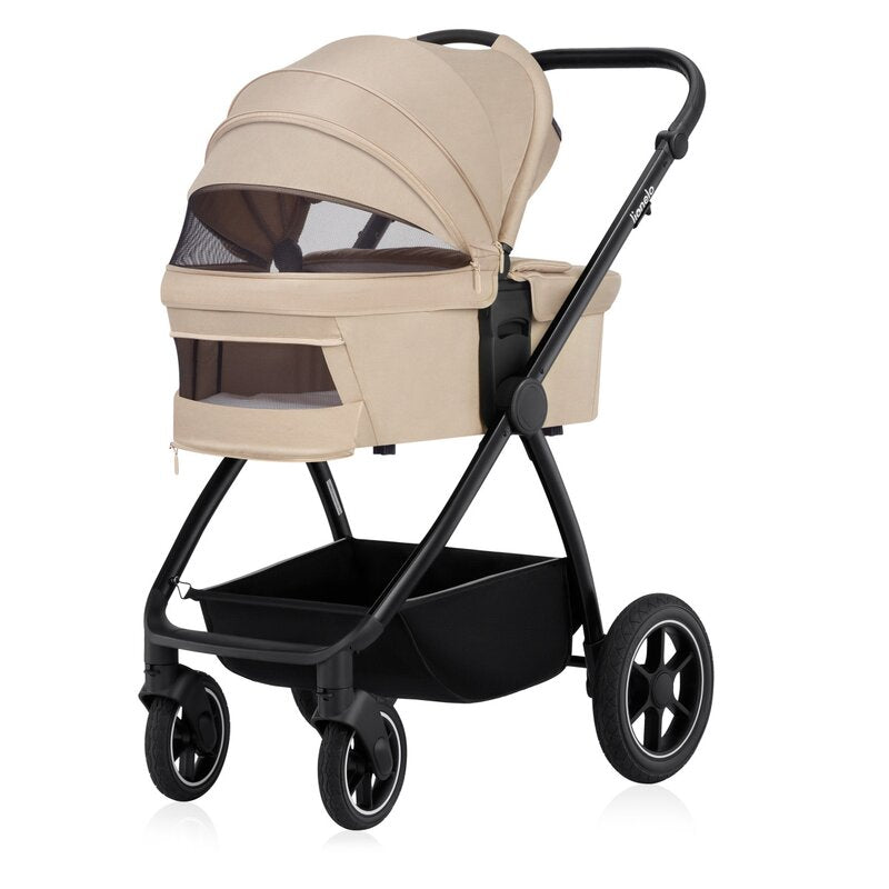 Carucior 2 in 1, Lionelo, Meril, Cu landou si scaun cu dimensiune XL, Reversibil, Cu sistem de ventilatie 3D, Cu accesorii, Pana la 22 kg, De la nastere, Conform cu EN1888-1 EN1888-2, EN1466, Bej