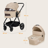 Carucior 2 in 1, Lionelo, Meril, Cu landou si scaun cu dimensiune XL, Reversibil, Cu sistem de ventilatie 3D, Cu accesorii, Pana la 22 kg, De la nastere, Conform cu EN1888-1 EN1888-2, EN1466, Bej