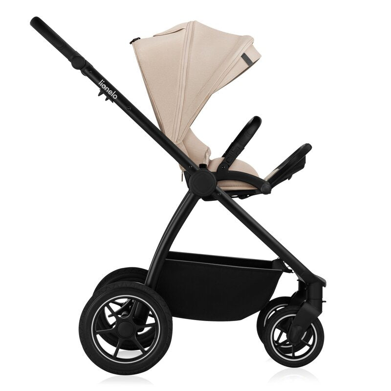 Carucior 2 in 1, Lionelo, Meril, Cu landou si scaun cu dimensiune XL, Reversibil, Cu sistem de ventilatie 3D, Cu accesorii, Pana la 22 kg, De la nastere, Conform cu EN1888-1 EN1888-2, EN1466, Bej