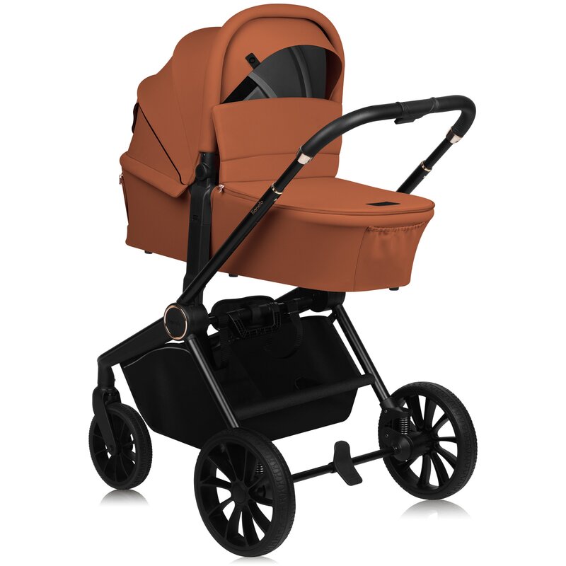 Carucior 2 in 1, Lionelo, Mika Plus, Cadru din aluminiu, Cu landou intarit si salteluta moale, Reversibil, Cu sistem de ventilatie 3D, Cu accesorii, Pana la 22 kg, Conform cu EN1888-1 EN1888-2, EN1466, Maro - gogobaby.ro