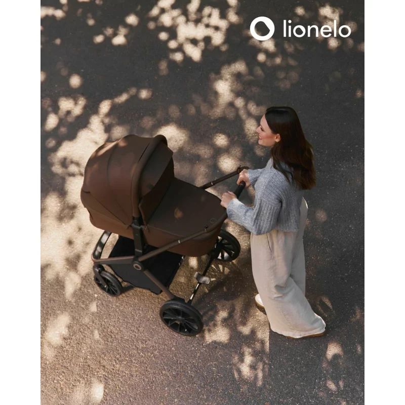 Carucior 2 in 1, Lionelo, Mika Plus, Cadru din aluminiu, Cu landou intarit si salteluta moale, Reversibil, Cu sistem de ventilatie 3D, Cu accesorii, Pana la 22 kg, Conform cu EN1888-1 EN1888-2, EN1466, Mocha Mousse