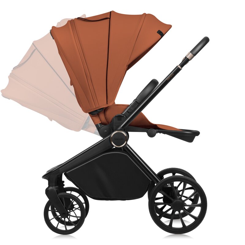 Carucior 2 in 1, Lionelo, Mika Plus, Cadru din aluminiu, Cu landou intarit si salteluta moale, Reversibil, Cu sistem de ventilatie 3D, Cu accesorii, Pana la 22 kg, Conform cu EN1888-1 EN1888-2, EN1466, Maro - gogobaby.ro
