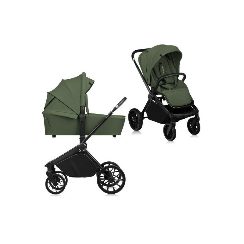 Carucior 2 in 1, Lionelo, Mika Plus, Cadru din aluminiu, Cu landou intarit si salteluta moale, Reversibil, Cu sistem de ventilatie 3D, Cu accesorii, Pana la 22 kg, Conform cu EN1888-1 EN1888-2, EN1466, Verde - gogobaby.ro