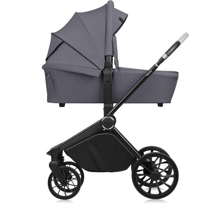 Carucior 2 in 1, Lionelo, Mika Plus, Cadru din aluminiu, Cu landou intarit si salteluta moale, Reversibil, Cu sistem de ventilatie 3D, Cu accesorii, Pana la 22 kg, Conform cu EN1888-1 EN1888-2, EN1466, Gri