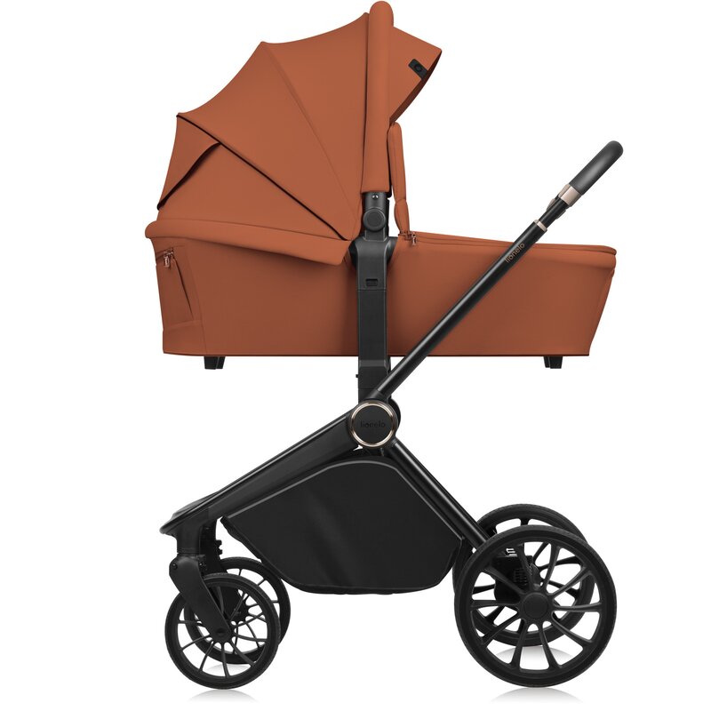 Carucior 2 in 1, Lionelo, Mika Plus, Cadru din aluminiu, Cu landou intarit si salteluta moale, Reversibil, Cu sistem de ventilatie 3D, Cu accesorii, Pana la 22 kg, Conform cu EN1888-1 EN1888-2, EN1466, Maro - gogobaby.ro